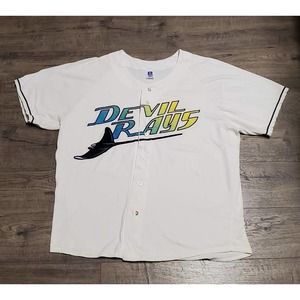 Vintage 90s 1998 Russell Athletic Tampa Bay Devil Rays Baseball Jersey Mens XXL